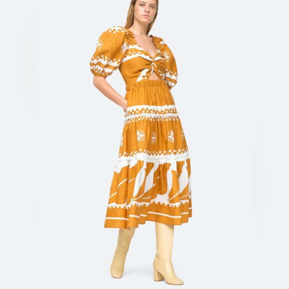 Sea New York Size 2 • Liora Smocked Midi Dress.